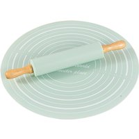2 Piece Non Stick Rolling Mat and Rolling Pin Set for Home Baking Dough Kneading Flour Resistant Silicone Pastry Mat