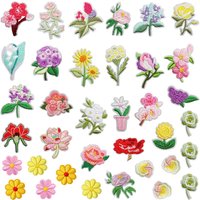 Exquisite Floral Embroidery Iron on Patches for Neckline Cuffs Divers Small Flower Daisy Lotus Plum Blossom Lily Tulip Appliques