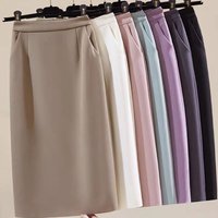 Solid Color Ladies A-line Skirt Casual High Waist Spring Autumn Casual Midi Dress Simplicity Pocket Fashion Women's Clothing