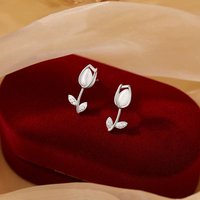 Uini Tail hot selling new 925 sterling silver fashionable tulip cat eye stone earrings versatile sweet girl ear accessories