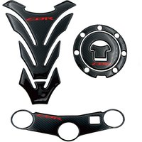 Motorcycle Carbon Fiber Fuel Tank Stickers Gas Cap Cover Triple Clamp Yoke Protector Decals For Honda CBR600 CBR 600RR 2003 2004