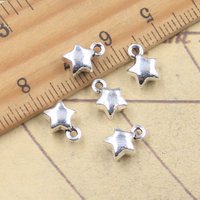 30pcs Charms Fat Star 9x7x4mm Antique Silver Color Pendants Making DIY Handmade Tibetan Finding Jewelry