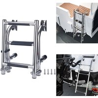 3 Steps Stainless Steel Boat Ladder Grips Transom Mount Folding Stern Ladder Gunwale-Mounted Removable Ladder