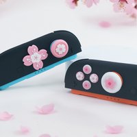 Cute Pink Sakura Silicone Soft D-pad Cross Button ABXY Key Sticker Skin Case For Switch 2/NS2 Joy-con Thumb Stick Grip Cap Cover