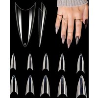 500 Pieces of Pointed Transparent Natural Fake Nails Nail Tips DIY Nail Salon Special Use