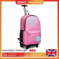 Kono Kids' Rolling Backpack - 25L Anime Luminous Wheeled Rucksack, Waterproof Cabin Bag with Laptop Sleeve