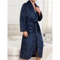 Flanne Men's Long Robe Hooded Kimono Bathrobe Gown Homewear Autumn Winter Thicken Warm Sleepwear Negligee Loose Casual Nightwear