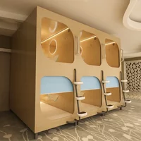 Hotel hostel school dormitory bed bunk space capsule wooden bed sleeping cabin hotel bedroom dormitory single four people