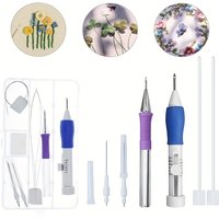 Floral Embroidery Starter Kit - Complete Needlework Set with Tools, Blue Plastic Crafting Accessories for All Seasons