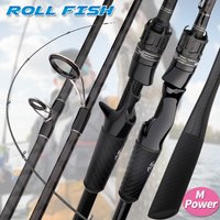ROLLFISH M Power Carbon Fishing Rod, All Water Freshwater Saltwater Rod for Lure Fishing, 2-Piece