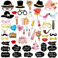 53pcs Wedding Photo Booth Props Bridal Shower Signs for Wedding Party Supplies Wedding Bachelorette Party Backdrop and Selfie