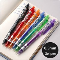6pcs/mix Retractable Pen 0.5mm Magic Erasable Pen &Eraser Color Ink Replaceable Refill-Large Capacity Washable Handle Stationery