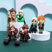 Harry Potter Multi-Character 3D Silicone Keychain Set Harry Hermione Ron Draco Malfoy Figure Bag Charm Backpack Pendant Car Key