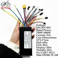 AliExpress NONE 24V/36V/48V E-bike Sine Wave Controller Self-learn 750W/1000W 6 Pin Hall 35A 3-mode for UART NO.2 S866 SW900 Display E-scooter