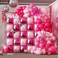 25/93Pcs Hot Pink Balloon Garland Kit Rose Red Square Foil Balloons Wall Valentine's Day Birthday Princess Wedding Party Decor