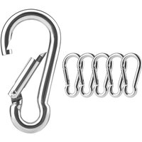 6Pcs Stainless Steel M4 M5 M6 Multifunctional Spring Snap Carabiner Quick Link Lock Ring Hook for Camping Hiking