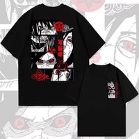 2026 Anime Derivative T-shirt with Uchiha Sharingan Print for Men's Fashion and Casual Super Street Headwear for Summer