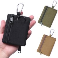 Mini Tactical Pouch EDC Organizer Bag 600D Nylon Coin Purse Key Card Holder with Carabiner for Camping Hiking Outdoor Daily Use