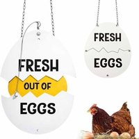 Wooden Material Fresh Eggs Stall Sign Metal Hanging Cracked Eggshell Shape Egg Sign Outdoor Use Rustic Style