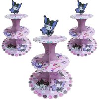 3 Tier Sanrio Kuromi Cupcake Stand - Kuromi Birthday Party Supplies Baby Shower Cake Table Decoration