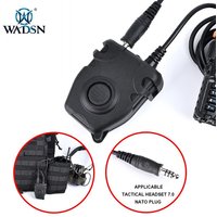 Wadsn Tactical PTT Push-Talk Button Military Headset Comtact Headphone with Motorola Kenwood Icom Midland Plug For Baofeng Radio