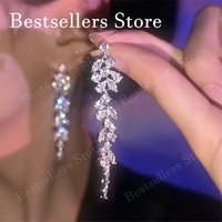 925 Sterling Silver Tassel Zircon Earrings: Fashion, Women's, Charm, Wedding, Christmas Gift Jewelry