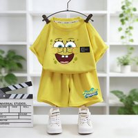 SpongeBobs T-shirt Shorts Set Kids Cute Expression Tees Pants Children Summer Tops Trousers Outdoor Sports Boy Girl Clothes Gift