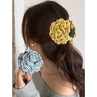 1PC Grid Flower Hair Clip for Women High-End Feel Simple Headband Summer 2025 Model