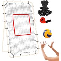 Adjustable Volleyball Bounceback Net 7x4ft Mesh Trainer With 28 Elastic Ropes Fits Frame For Baseball Hockey Backyard Sports