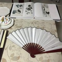 10 Inch DIY Blank Folding Fan, Bamboo Frame Silk Cloth Hand Fan for Calligraphy Painting Antique Home Decor