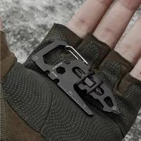 Multifunctional Stainless Steel Carabiner Keychain, Built-in Bottle Opener Card Tool, Portable Outdoor Camping Climbing Daily