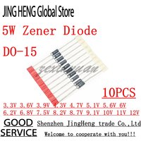 10pcs/lot 5W Zener Diode CASE17 3.3V 3.6V 3.9V 4.3V 4.7V 5.1V 5.6V 6V 6.2V 6.8V 7.5V 8.2V 8.7V 9.1V 10V 11V 12V 1N5333B~1N5349B