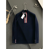 Casual Zip-Up Stand Collar Knitted Sweater Men's Autumn Winter New Style Warmth Comfortable Long Sleeve Top for Daily Wear