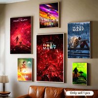 P-Project Hail Mary 2026 Movie Poster Waterproof Wall Art Sticker for Home Bar Decoration, Self-Adhesive Room Wall Decor Mural