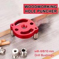Woodworking Fixture Self-aligning Drilling Guide Locator Kit with 3-10mm Drilling Sleeve Vertical Hole Punch Wood Hole Pocket