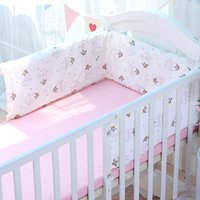 Children Pure Cotton Breathable Crib Bumper Cartoon Print Infant Anti-collision Protect Bed Bumper Baby Stitching Bed Bumper