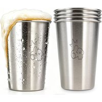 5 Pack Pint Cup 500ml Stainless Steel Beer Cup Tumbler Metal Cup Stackable Cup Metal Drinking Glasses for Travel Outdoor Camping