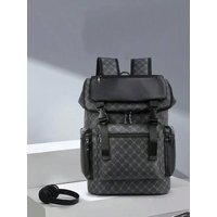 Trendy PU Printed Men's Backpack with Large Capacity for Travel and School, Waterproof Autumn College Bookbag for Laptop