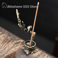 ใSใAntique Copper Magpie Plum Tree Branch Ornaments Fun Creative Unique Design Incense Burner Holder Home Office Desk