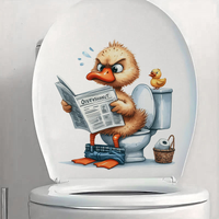 Funny Yellow Duck Toilet Stickers, Bright Bathroom for Home Decoration, Vinyl Animal Decals, Art Wall Paper, Poster