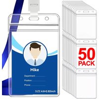 50/40/10/1PCS Transparent Name ID Badge Holder Waterproof Thick Vertical Business Card Holder Protectors with Resealable Zip