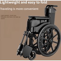 Lightweight Foldable Wheelchair Elderly Portable Travel Chair with Hand Brake Semi-Reclining Toilet-Friendly Fracture Recovery