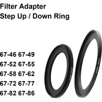 Camera Lens Filter Adapter Ring Step Up or Down Ring Metal for 67mm lens - 46 49 52 55 58 62 72 77 82 86mm UV ND CPL Lens Hood