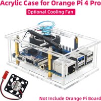 Acrylic Case for Orange Pi 4 Pro Transparent Shell Optional Cooling Fan Aluminum Heatsink for OPI 4 Pro