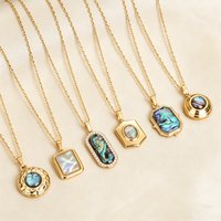 1pc Bohemia Women's Natural Shell Zircon Clavicle Chain Stainless Steel Personality Dopamine Retro Geometric Heart Oval Jewelry