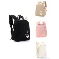 1pcs Cute Kitten Paw Embroidery Corduroy Children Backpack Suitable for Girls Boys Kindergarten School Holiday Gift