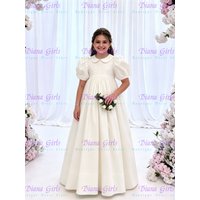 Quality Elegant Baptism Satin Flower Girl Dresses Fluffy For Princess Wedding Birthday Party Evening Ball Gowns Customisable