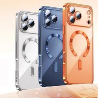 Luxury For Magsafe Magnetic Plating Phone Case For iPhone 17 Bumper Case For iPhone17 Pro Max Clear Back Cover