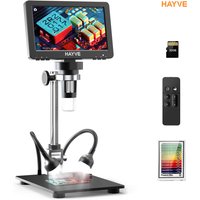 Hayve 7'' HDMI Digital Microscope 1200X Coin Microscope with IPS Screen 16MP Soldering Microscope with Lights 32GB Card(DM9H)