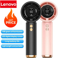 Lenovo Portable Handheld Turbo Fan Air Cooler LED Display USB Rechargeable High-Speed Mini Electric Fan Quiet Cooling for Outdoo